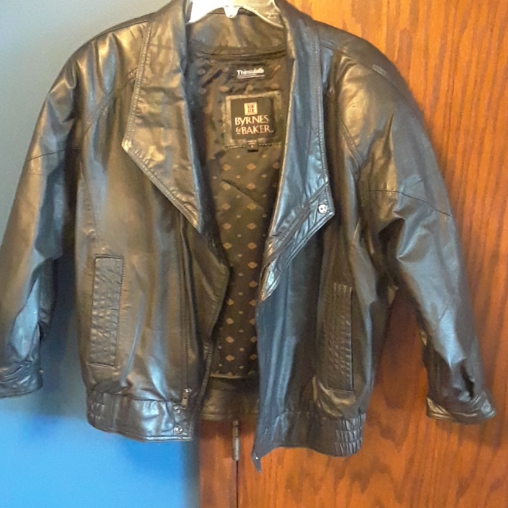 Byrnes and Baker Moto leather coat sz S